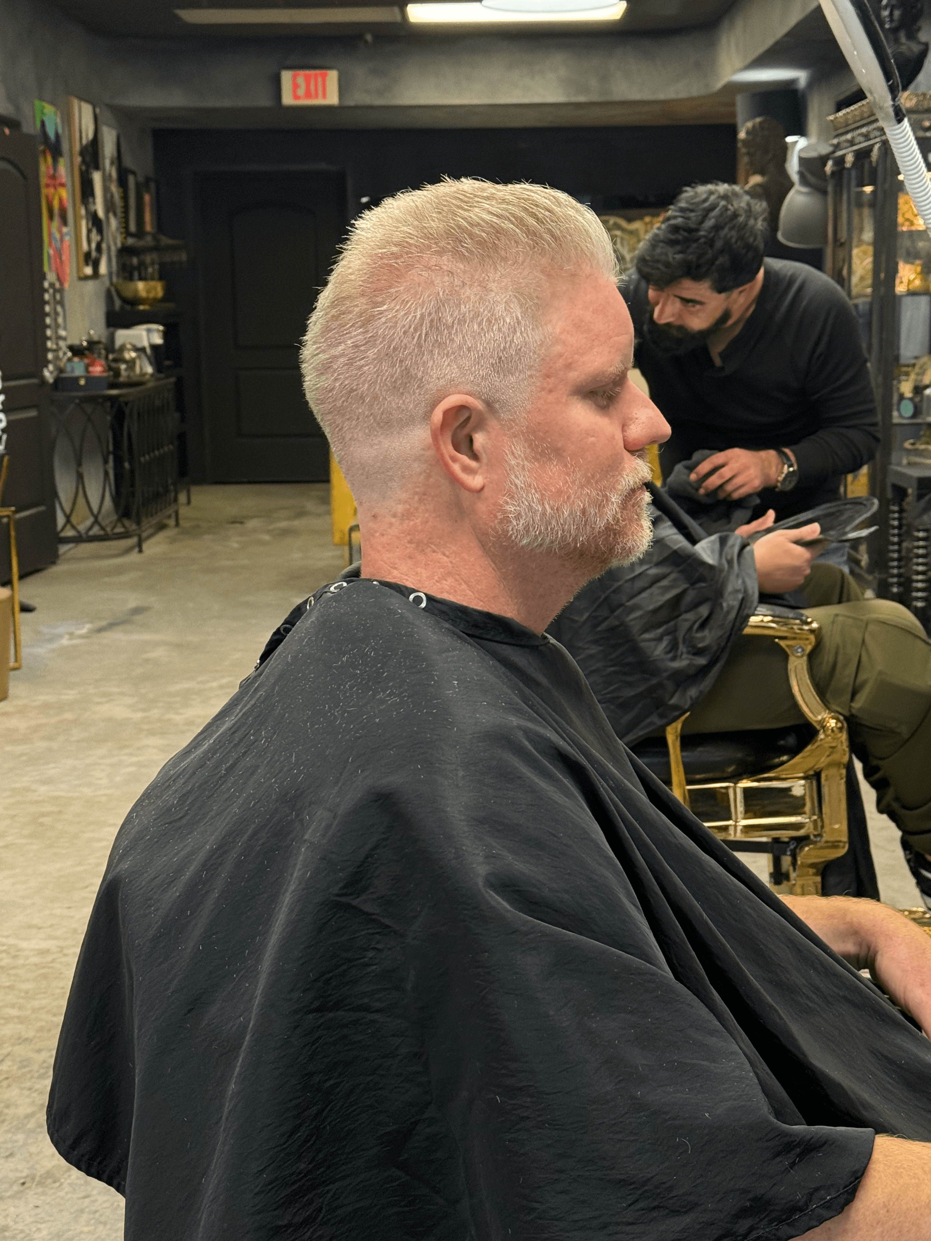 Silver fox trim in the chair